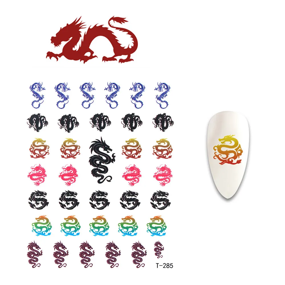 Chinese Words Dragons Nail Art Stickers Luxury Design 3D Beautiful Manicure DIY Sticker Acrylic Tips Decorations | Красота и здоровье