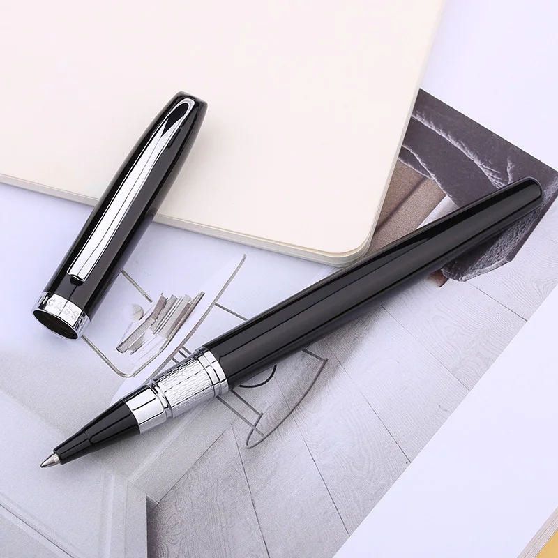 

Hgih Quality Gift Stationery Pimio 83 Pure Black and Silver Clip Roller Ball Pen Luxury Gift Ballpoint Pens Free Shipping