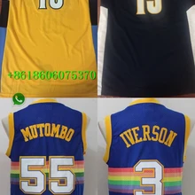 A+++ Качественная мужская одежда для взрослых#3 Allen Iverson 15 Nikola Jokic 55 Dikembe Mutombo Jersey Denver