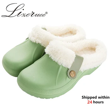 

2019 Winter Women's Garden Clogs Indoor Fur Warm Slippers Sandals For Women New Fashion Footwear Flip Flops Unisex Mule Slides
