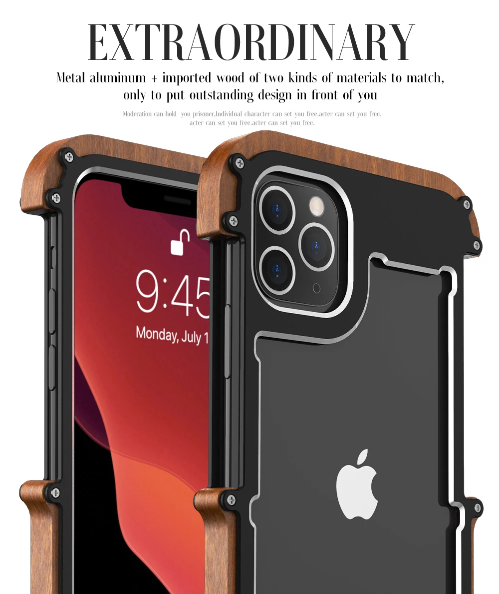 Металлический Деревянный чехол для телефона для iPhone11 Pro Max, рамка для мобильного телефона, простая деловая индивидуальность, xs max, сплошной цвет, Xs xr x, деревянная пара