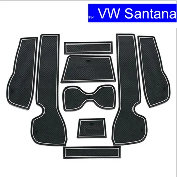 

9 Pcs Car Door Gate Slot Mats Carpets Position Cup Holder Pads For Volkswagen VW Santana 2013 2014 2015 2016 2017Door Groove Mat