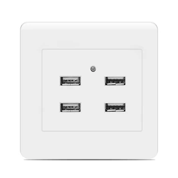 

4 Ports USB Electric Charger Socket Outlet Panel Power Supply Adapter Wall Mounted USB Electrical Sockets