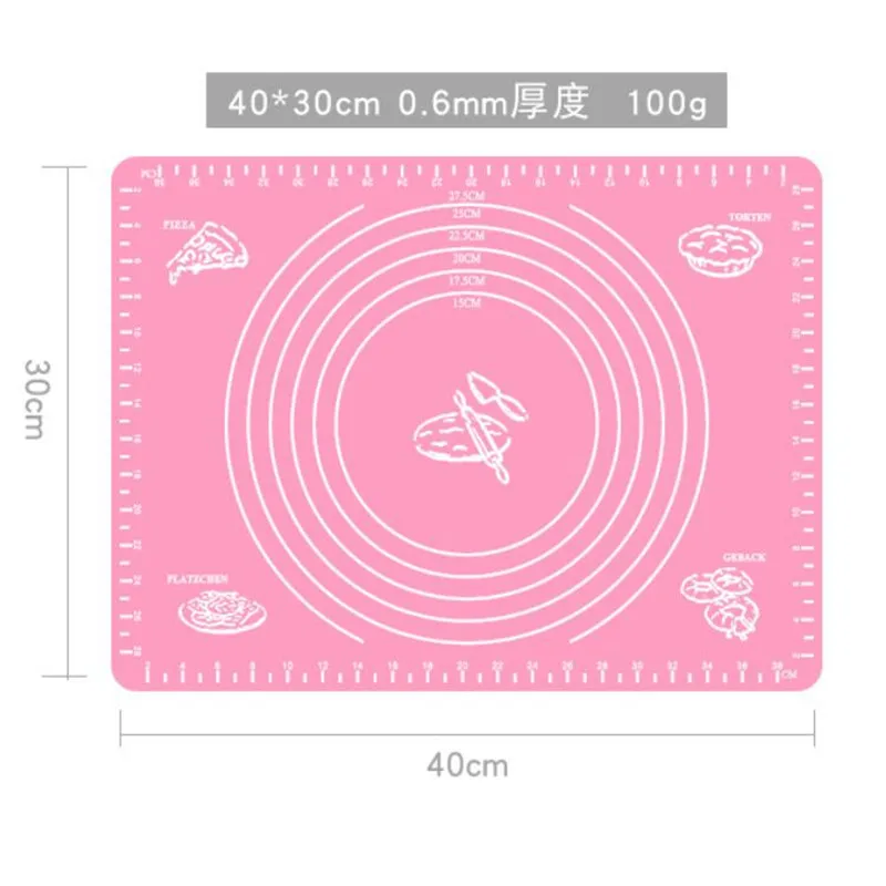 1pc Non-Stick Silicone Mat Rolling Dough Liner Pad Pastry Cake Bakeware Paste Flour Table Sheet Scale Kitchen Tools 30X40CM