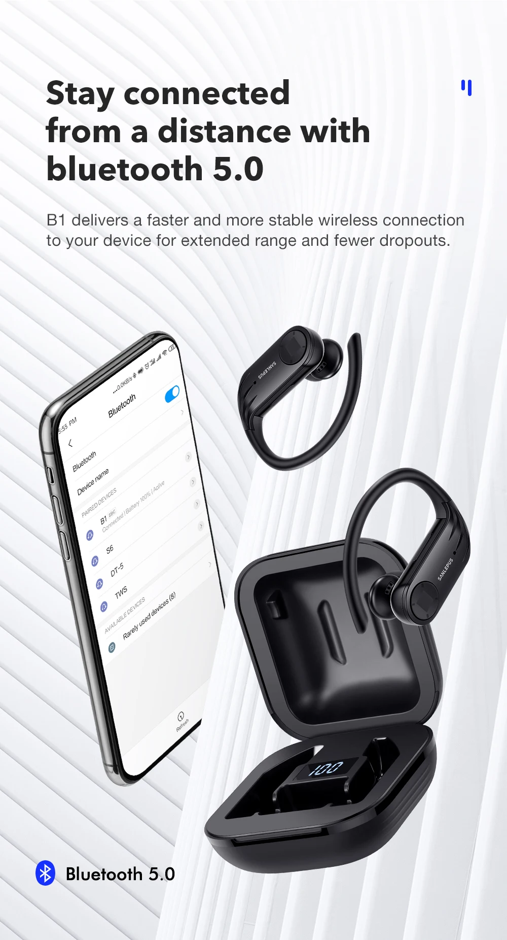 SANLEPUS Led дисплей Bluetooth наушники беспроводные наушники TWS стерео наушники Handsfree спортивная Гарнитура для телефонов Apple Xiaomi