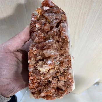 

natural red calcite cluster tower reiking healing crystal geode druzy