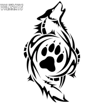 

Volkrays Personality Car Sticker TrIbal Wolf Paw Print Accessories Reflective Waterproof Cover Scratches Vinyl Decal,14cm*7cm