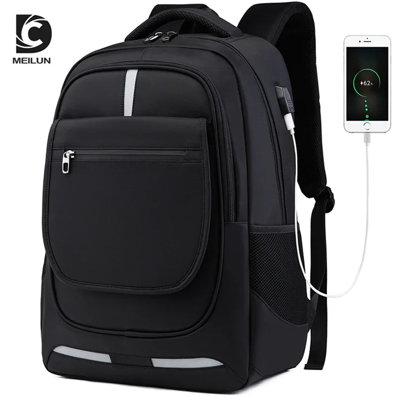Black Dc MeiLun мужской рюкзак водонепроницаемый мужской рюкзак USB спортивная сумка большие сумки для ноутбука модные школьные сумки для студентов колледжа - Цвет: Black