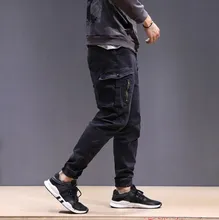 Japan Style Mens Denim Biker Jeans Brand Plus Size Men Gray Cargo Jeans with One Side Pocket Spring Autumn Long Trouser 40 42 Japan Style Mens Denim Biker Jeans Brand Plus Size Men Gray Cargo Jeans with One Side Pocket Spring Autumn Long Trouser 40 42