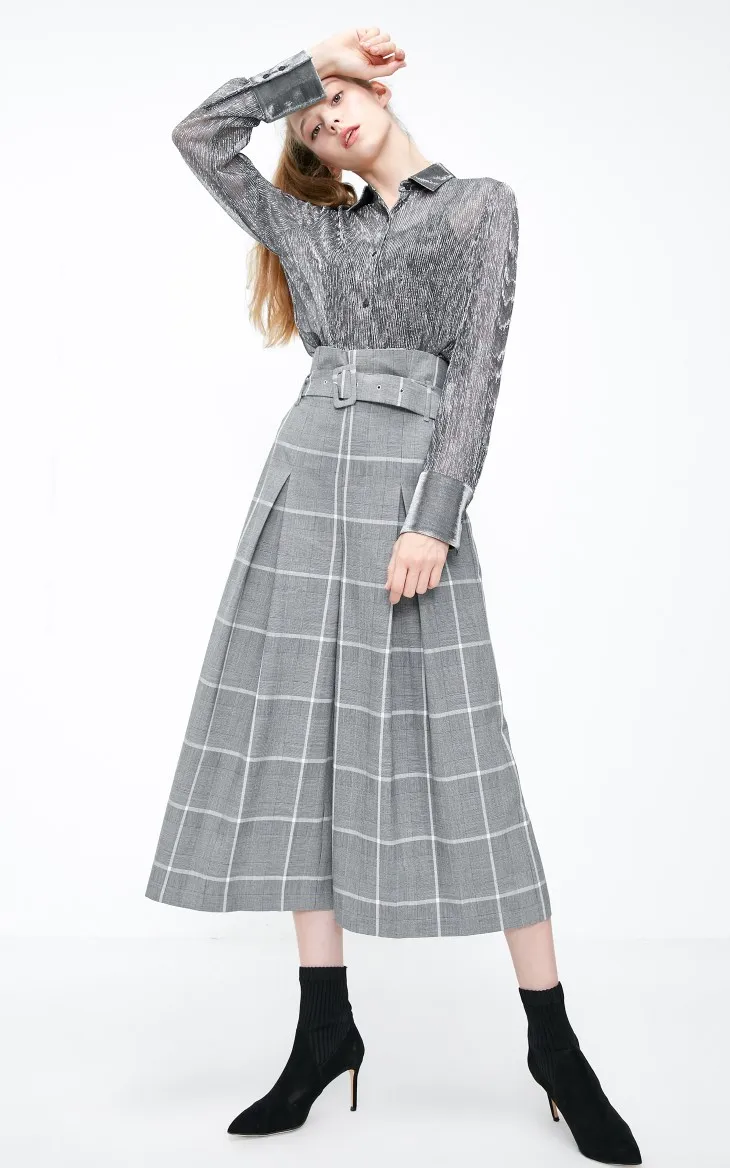 Vero Moda Новое поступление Женские клетчатые плиссированные широкие повседневные брюки | 31846J505