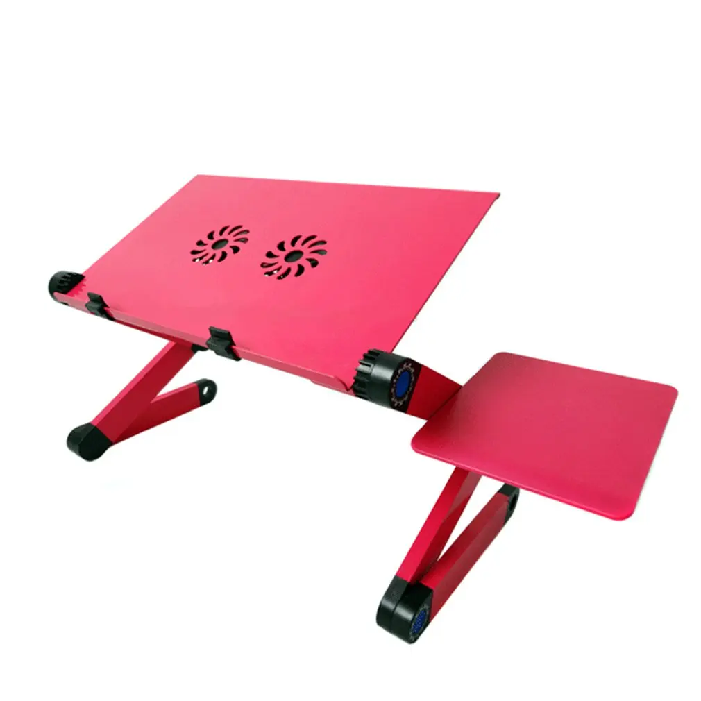 

Adjustable Aluminum Laptop Desk Table Ergonomic TV Bed Lapdesk Tray PC Notebook Table Desk Stand With Cooling Fan Mouse Pad