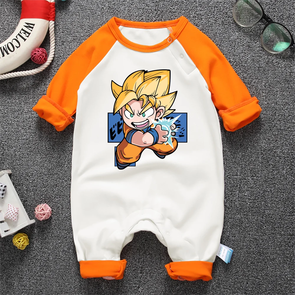 Newborn Baby Boys Girls Romper Cartoon Saiyan Printed Long Sleeve Autumn Winter Romper Jumpsuit Playsuit Outfits Clothing