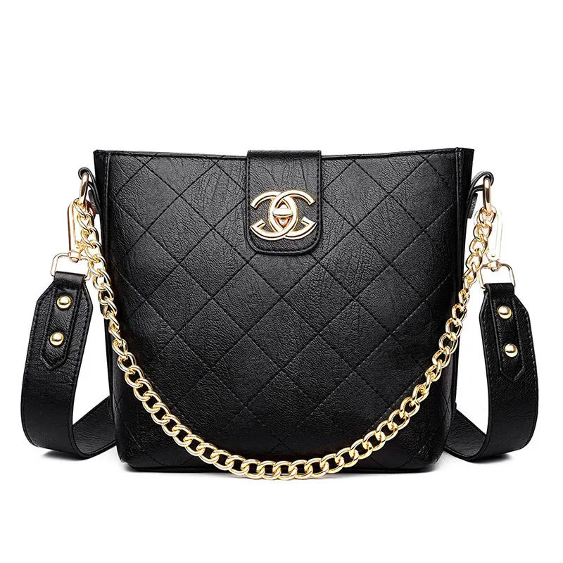 

2019 New Style Korean-style Fashion Turnlock Shoulder Large Bag Pattern Large Capacity Hand Autumn And Winter Bucket Bag Manufac