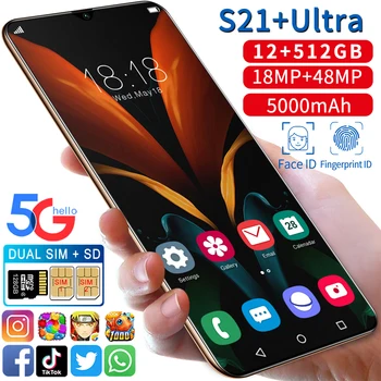 Galay S21+Ultra Smartphone 6.6 inch 16GB+512GB 6800mAh Unlock Global Version 4G/5G Android10.0 Mobile phone Cellphone 1
