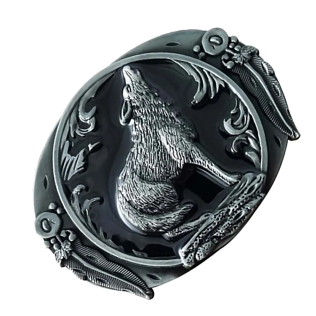 Vintage Belt Buckle Suitable for 3.6-3.9cm belt Wolf Howl Totem Cowboy Western Belt Buckle Men's Gift 