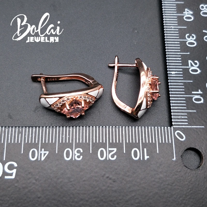 Bolaijewelry, созданный драгоценный камень морганит нано клипсы сережки 925 стерлингового серебра ювелирные украшения для женщин вечерние или повседневные