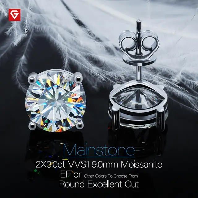 GIGAJEWE Total 6.0ct EF VVS Diamond Test Passed Moissanite 18K White Gold Plated 925 Silver Earring Jewelry Woman Girl Gift 3