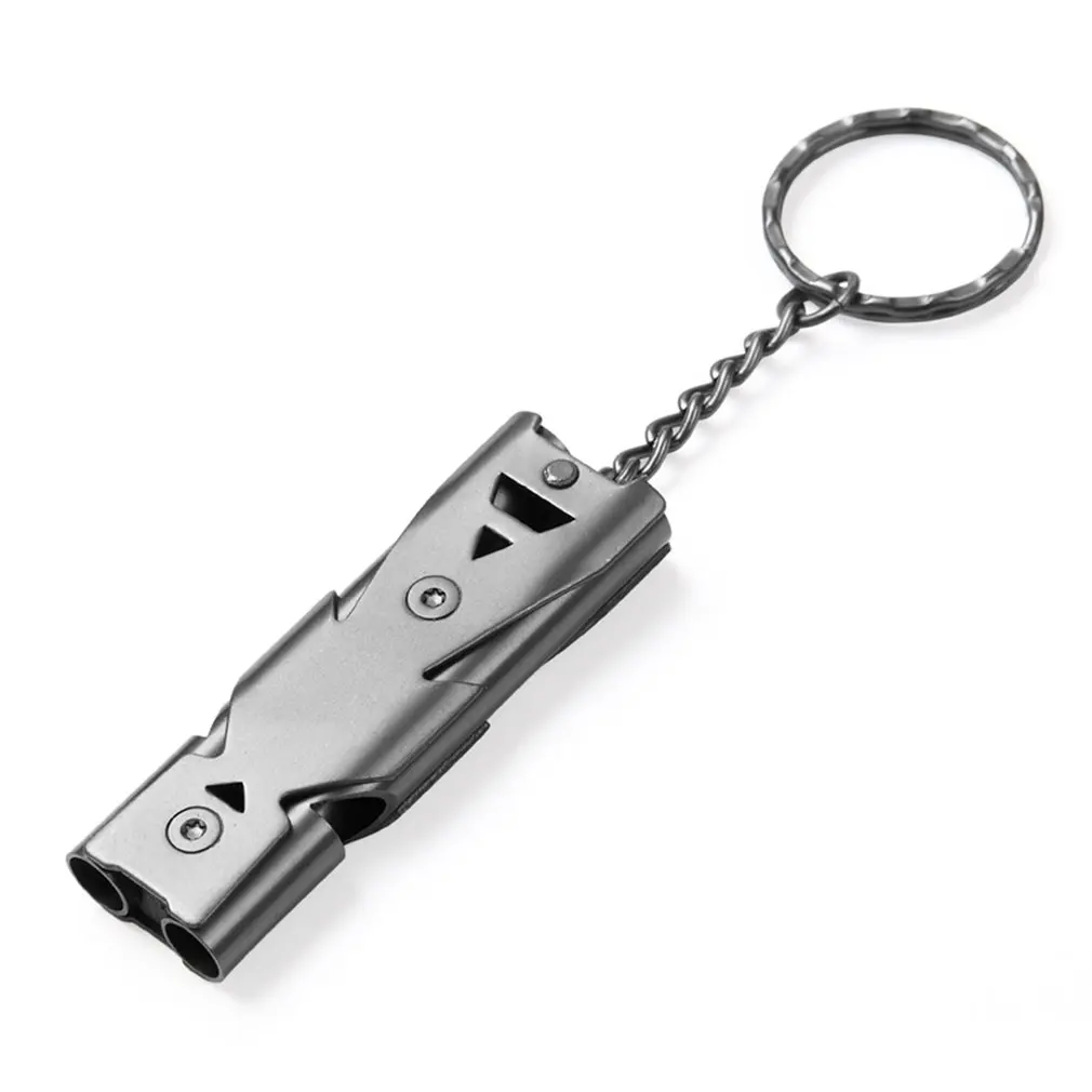 

150db Double Pipe Whistle High Decibel Stainless Steel Outdoor Emergency Survival Whistle Keychain Cheerleading Whistle