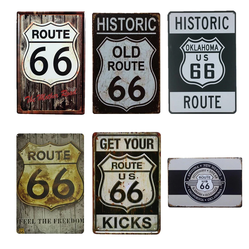 Винтажный металлический знак Route 66 ретро жестяной плакат металлическая