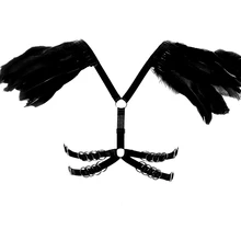 Жгут Харадзюку Топ Пояс перо плечо погоны Сексуальная КЛЕТКА тела сжигание искусство костюмы ремень черный бюстгальтер пояса размера плюс эластичный