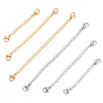 

50mm/75mm/100mm Anklets Extension Chain For DIY Jewelry Making Materials Silver Gold Color Necklace Bracelets