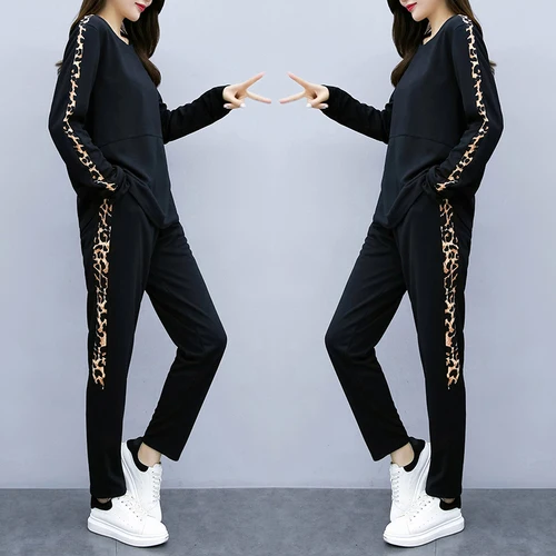 

Plus Size 5xl Two Piece Set Tracksuit For Women Leopard Fashion Women's Suit Ensemble Femme Deux Pieces Year-old Female Costume