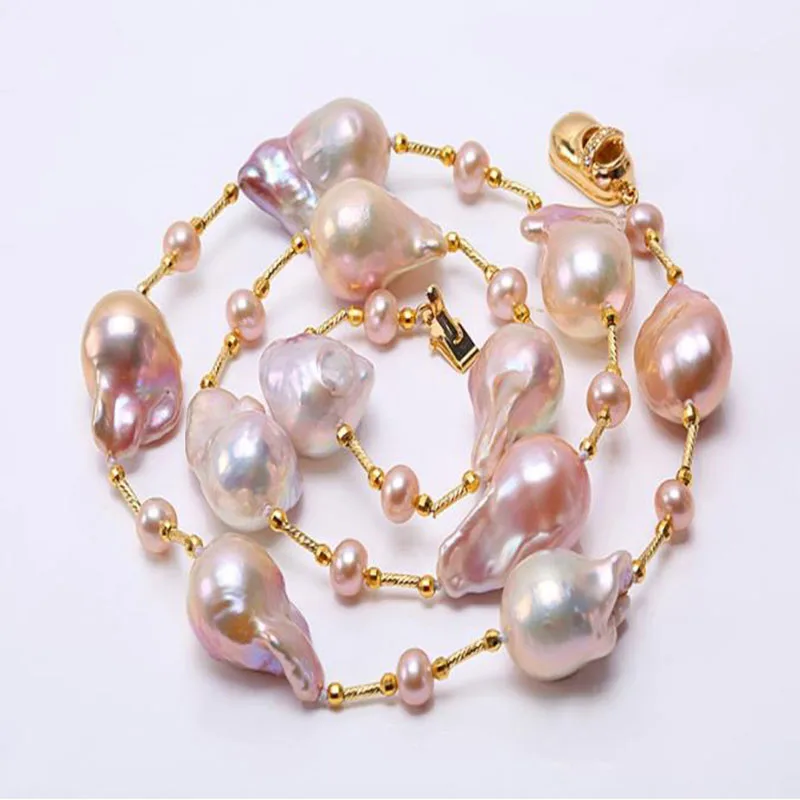 

Baroque Freshwater Cultured Pearl Necklace Party Jewery for Women Gift AAA 25 Inches