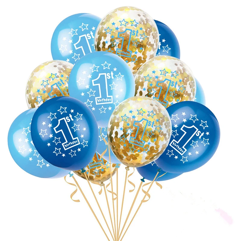 Happy Birthday Balloons Shop Near Me 15Pcs/Set 1St Birthday Balloon One 1 Year Old First Happy Birthday Party  Decoration Latex Balloons Baby Shower Girl Boy Gift - Ballons & Accessories  - Aliexpress