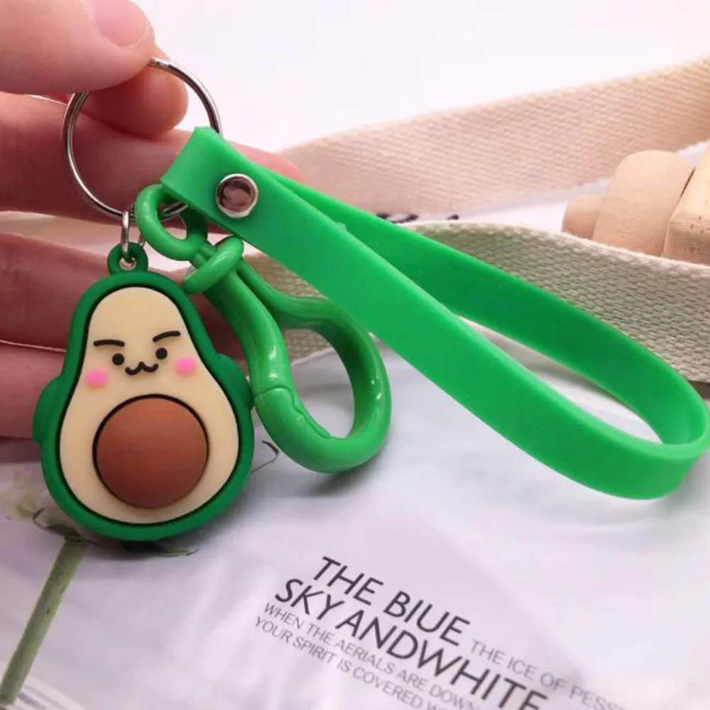 Милый брелок авокадо креативный мультфильм 3D фрукты резиновая кукла-сумка Подвеска автомобиль брелок аксессуары подарок для пары