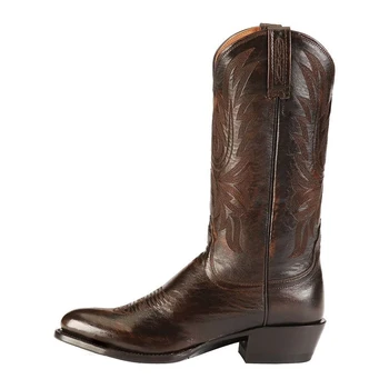 

Women's Boots Embroidered Winter Snow Boots Embroidered and Calf Boots 2020 New Solid Color Pu Leather Round Toe Square Heel