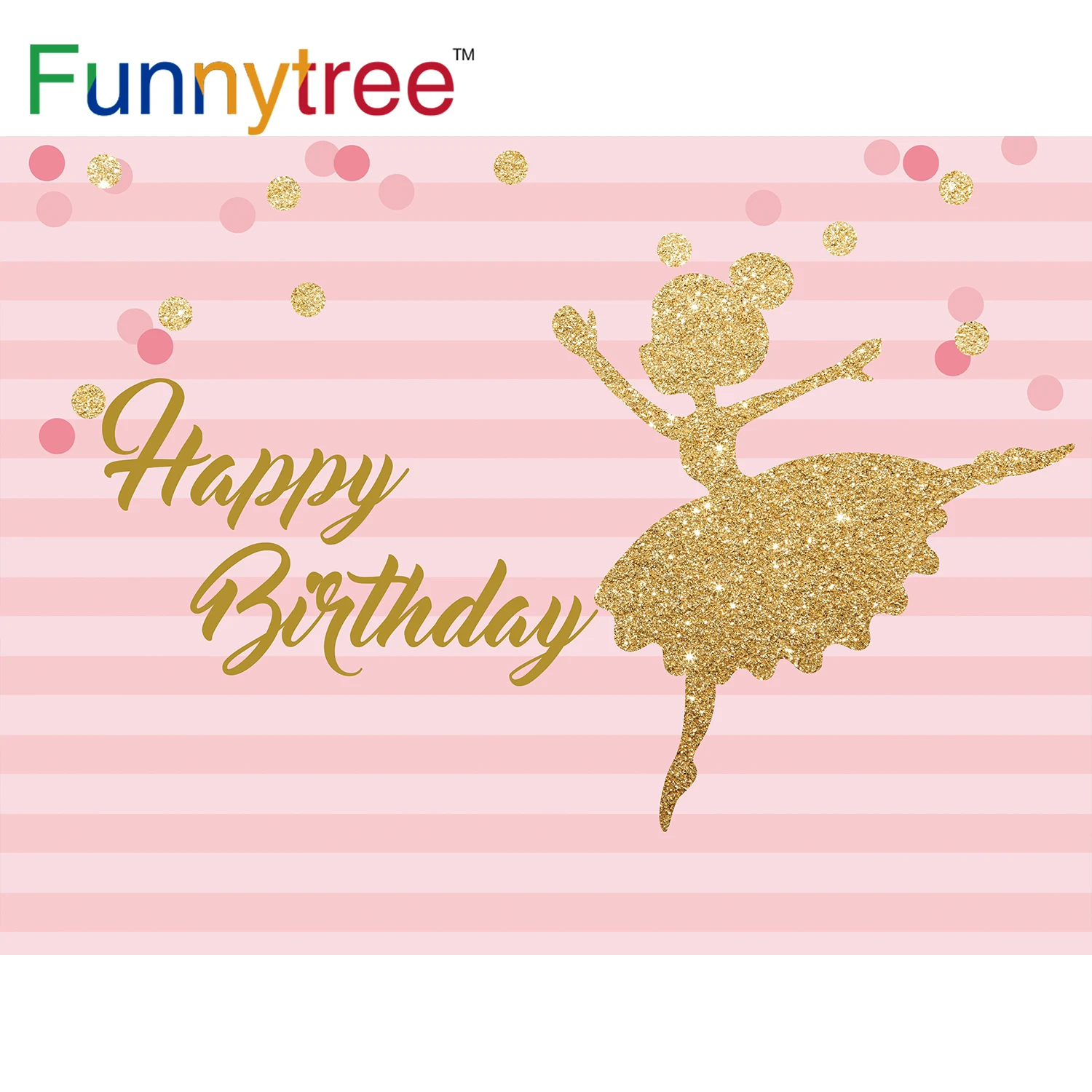 Фон для фотосъемки Funnytree с розовыми золотыми пятнами танцев девочек на день