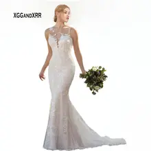 Сексуальное многослойное кружевное свадебное платье русалки элегантное Совок Кружева Аппликации открытая спина длинное Бохо vestido de noiva Белый gelinlik