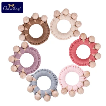 

1PC Baby Teether Beech Wood Toy Hand Teething Wooden Ring Can Chew Material Beads Baby Product Toys Baby Rattle Children's Goods