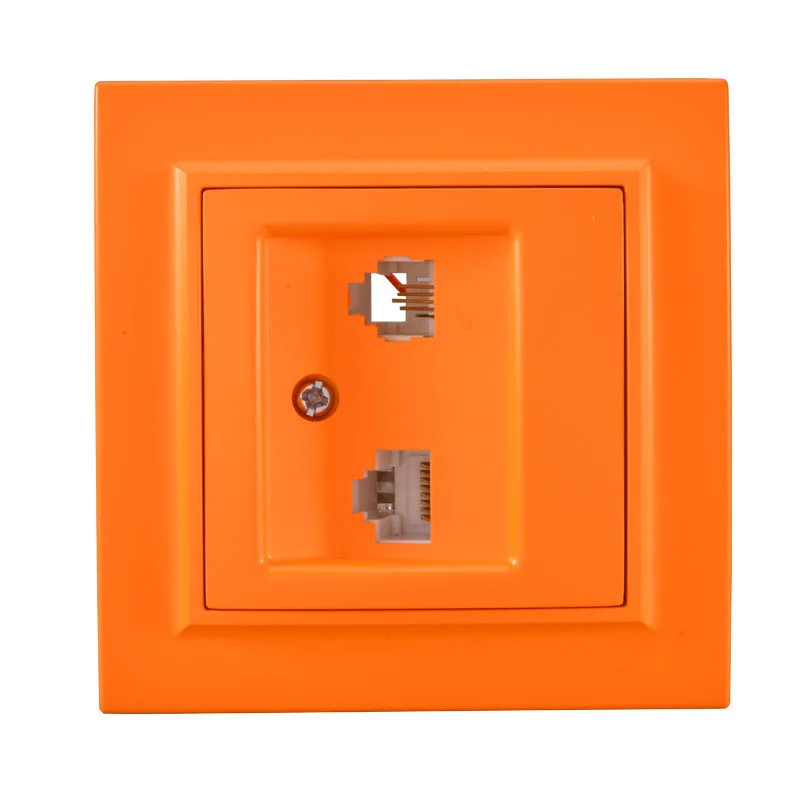 橘黄色电话加电脑正面