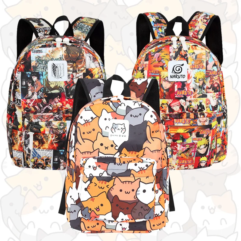 

Anime Peripheral Backpack Neko Atsume Attack On Titan My Neighbour Totoro Tokyo Ghoul Cartoon School Bag Backpack Male Female