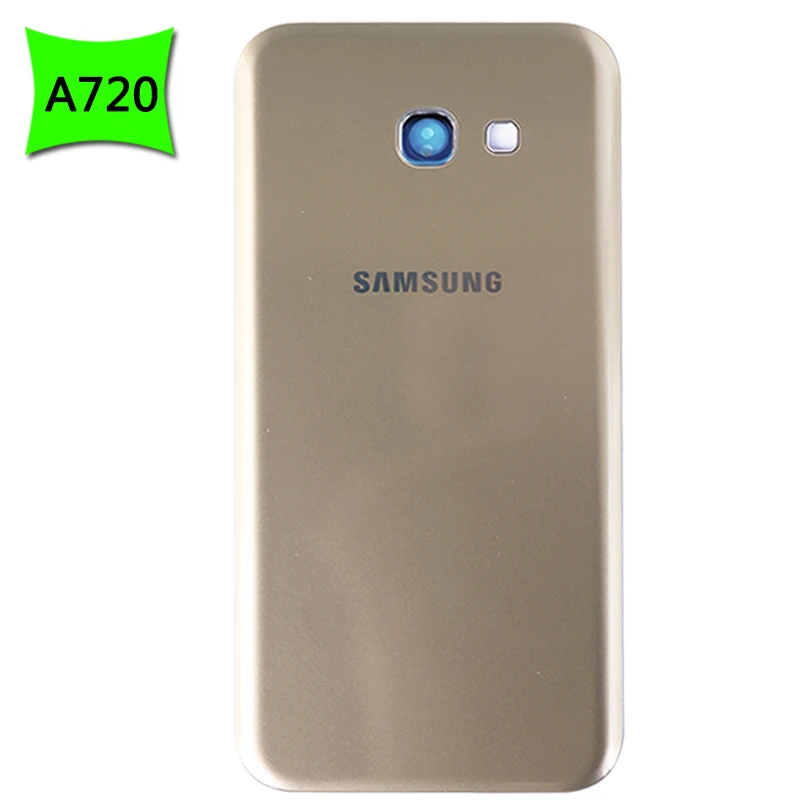 Для samsung Galaxy A3 A5 A7 A320 A520 A720 стеклянная крышка для батареи задняя дверь+ чехол для объектива камеры для a320 a520 a720 - Цвет: A720 Gold