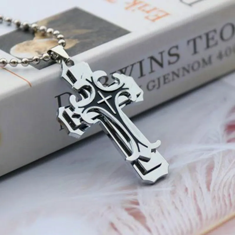 2021 Fashion New Black Rectangle Pendant Necklace Men Trendy Simple Stainless Steel Chain Men Necklace Jewelry Gift