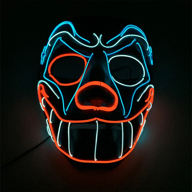 

2019 Halloween Ghost Dance Party Mask Bar Gorgeous Color EL Cold Light Luminous Mask DJ Music Cosplay Props Decoration Pug Shape