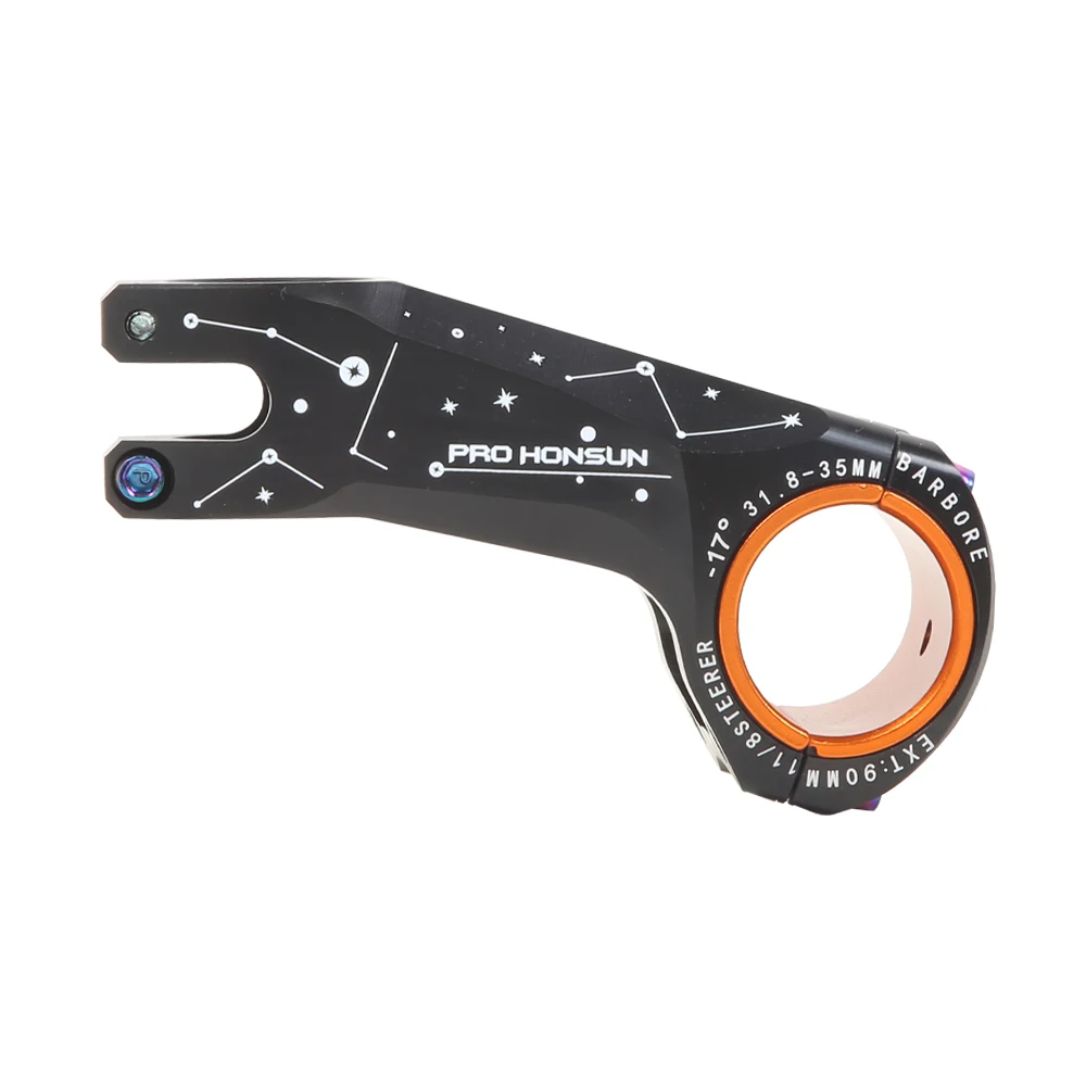 Отрицательный угол-17 градусов xc дорожный шток MTB 90 мм стержень CNC 31,8 мм/35 мм руль для велосипеда Сверхлегкий 28,6 мм Steerer горный велосипед - Цвет: black