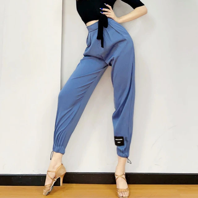 Latin Dance Pants Women Blue Black New 
