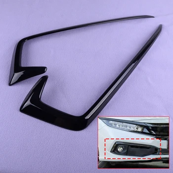 

CITALL 2PCS 3D Sticker ABS Gloss Black Front Fog Light Lamp Hood Eyebrow Cover Trim Fit For Honda Civic 2019 2020