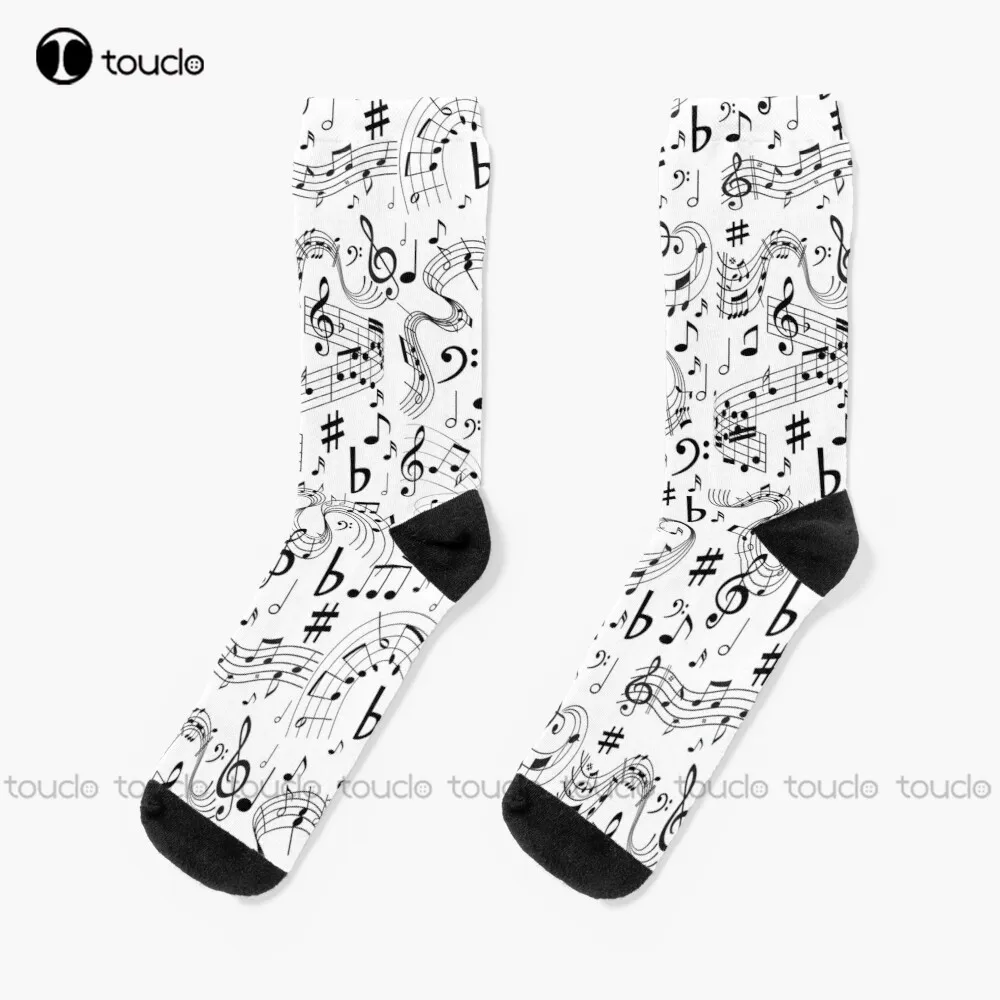 

Music Musical Notes Socks Socks For Boys Personalized Custom Unisex Adult Teen Youth Socks 360° Digital Print Fashion New