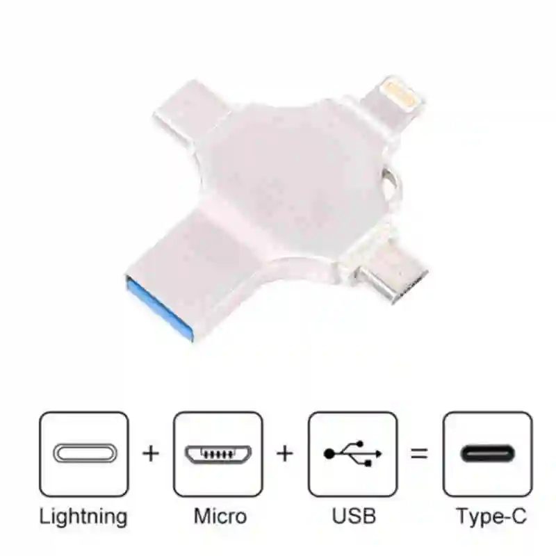 4 в 1 Смарт USB накопитель для iPhone, для iPad Android USB флэш-накопитель 16 ГБ 32 ГБ 64 ГБ 128 ГБ