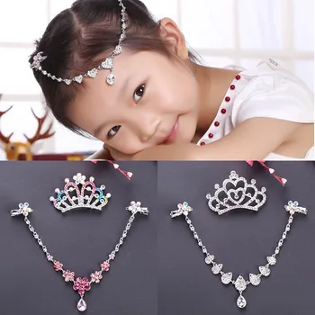

Children's headdress princess chain rhinestone eyebrows drop ancient style alloy hair accessories forehead girl flower
