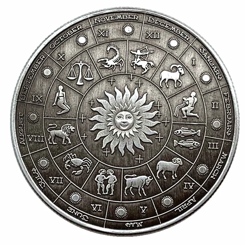 Commemorative Coin Creative Twelve Constellations Zodiac Coin Challenge Silver Plated Commemorative Coins Set Home Decor Crafts Art Collection Gift