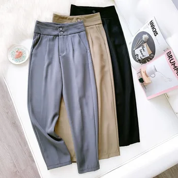 

2020 autumn new temperament suit pants women's small straight nine-point casual pants high waist slim trousers high quality
