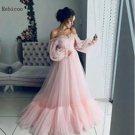Элегантное милое розовое платье с длинными рукавами, длина до пола, платье для выпускного вечера, платье трапециевидной формы на заказ, Красивое Праздничное Платье для девочек