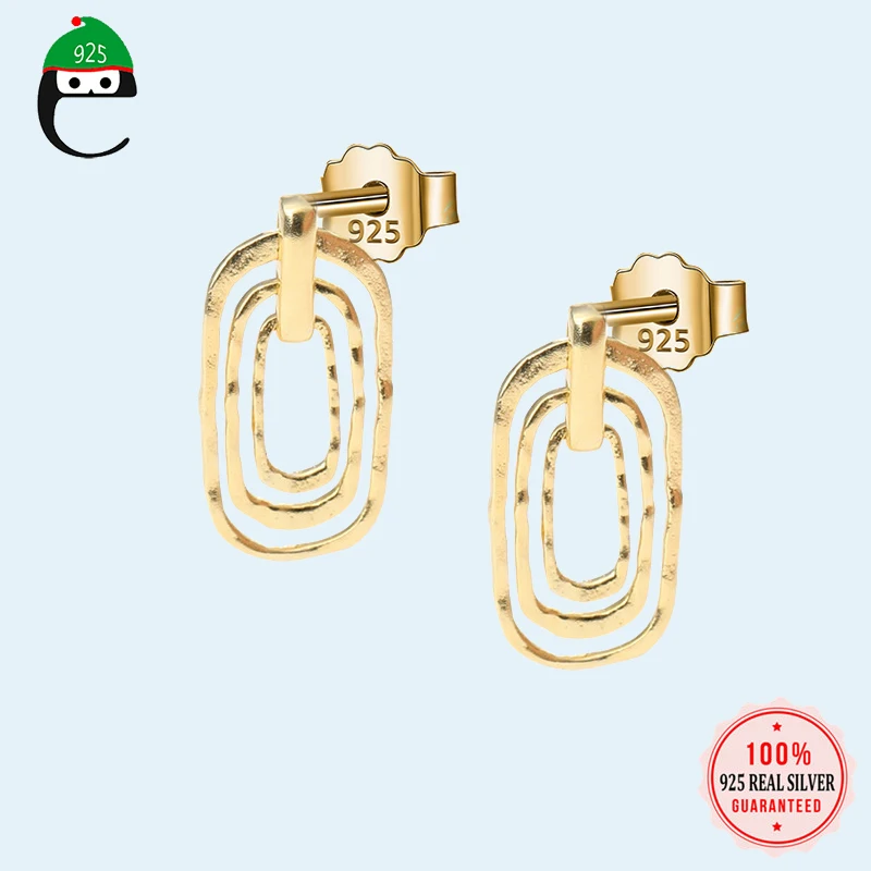 

100% 925 Sterling Silver Stud Earrings Gold Tone Women Fashion Earring Jewelry 925 Wholesale Drop Shipping DS1735