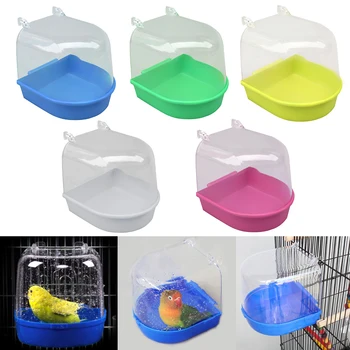 

1Pc Plastic Bird Water Bath Box Bathtub Parrot For Parakeet Lovebird Bird Pet Cage Hanging Bowl Parakeet Birdbath #15