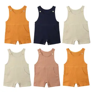 

Cute Newborn Baby Boy Girl Summer Solid Sleeveless Bodysuit Jumpsuit Outfits Sunsuit Cotton